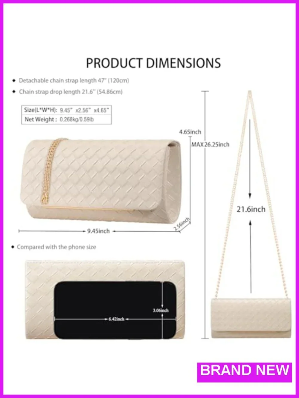 Elegant Clutch Purse with Detachable Strap | Evening Handbags for Weddings